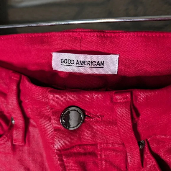 Good American Good Waist shiny red skinny 0/25 - Picture 8 of 8